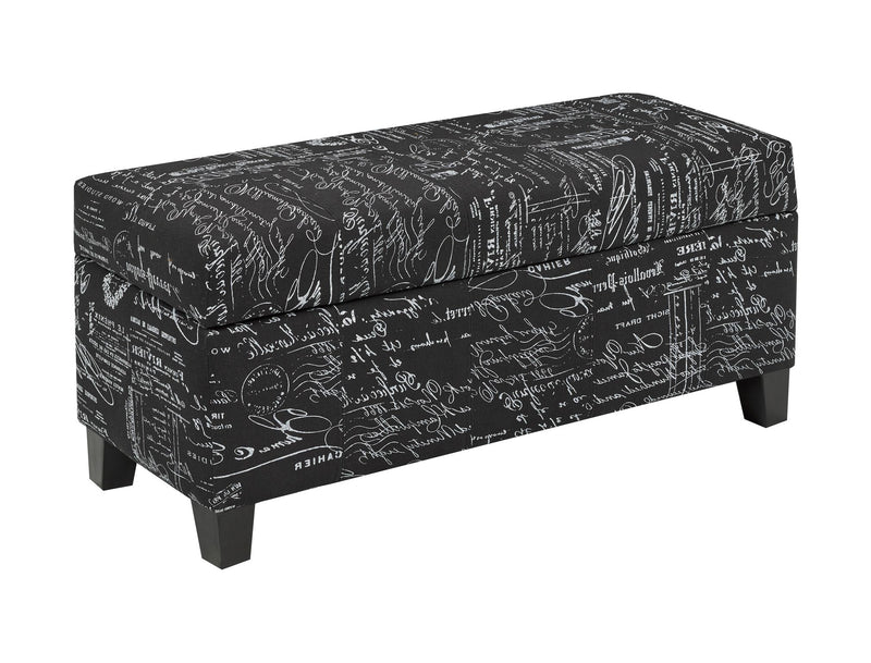 Brassex-Storage-Ottoman-Black-Sript-Fabric-2006S-Blk-1