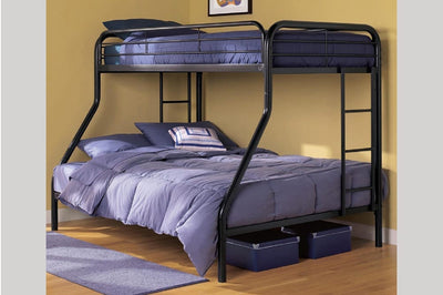 Black Twin over Double Bunk Bed - Durable Steel Framing