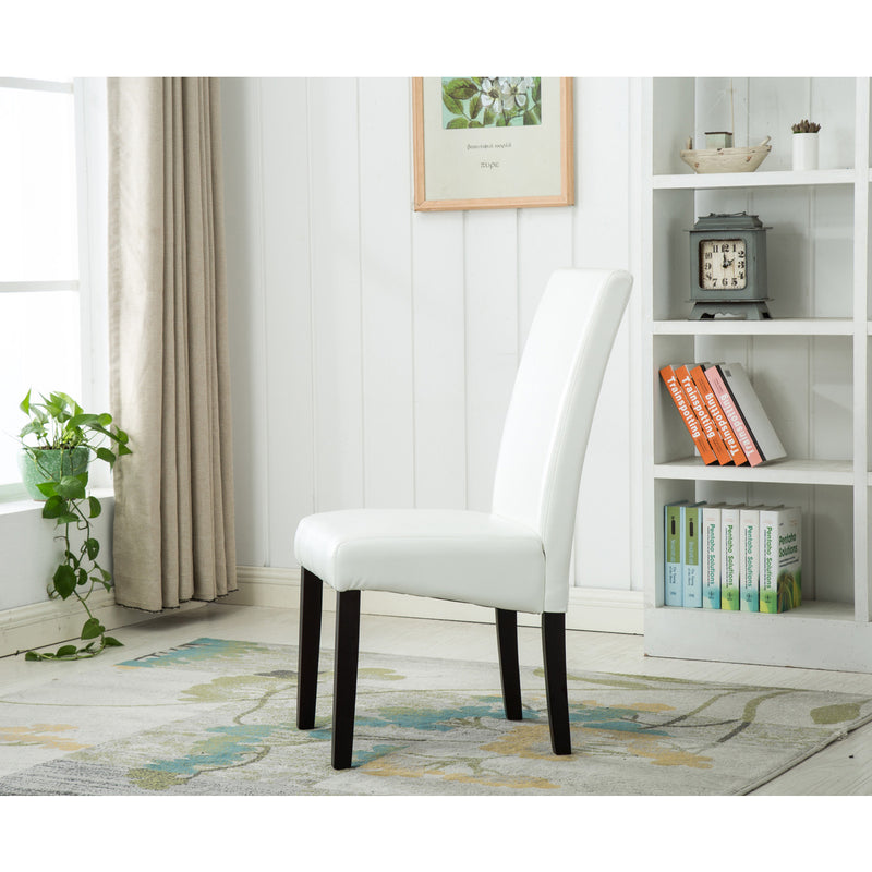 White Faux Leather parson chair - side