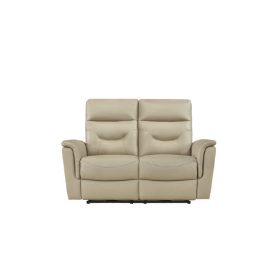 Latte Power Reclining Love Seat - Top Grain Leather Match