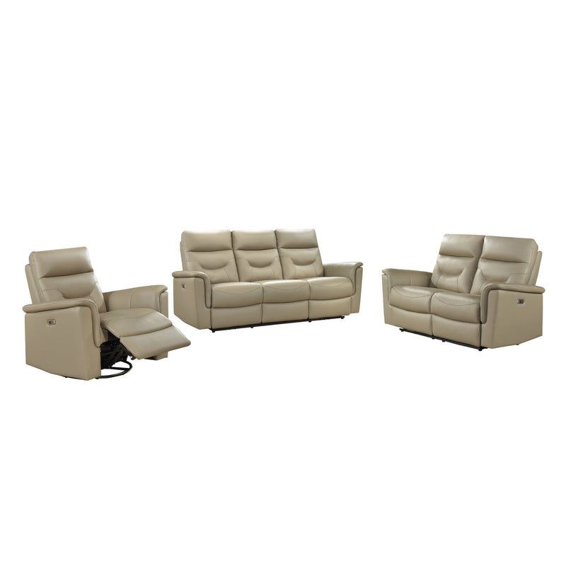 Latte Power Recliner - Top Grain Leather Match