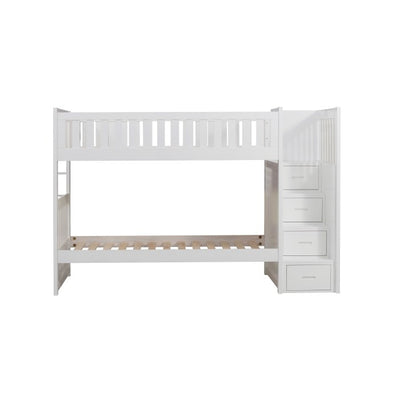 Twin/Twin Staircase White Bunkbed with Bedroom Furniture Options