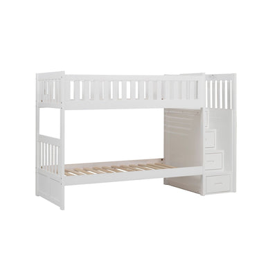 Twin/Twin Staircase White Bunkbed with Bedroom Furniture Options