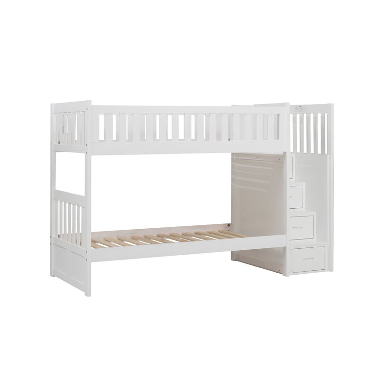 Twin/Twin Staircase White Bunkbed with Bedroom Furniture Options