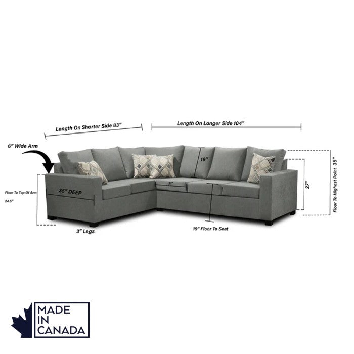 Canadian Made 3 x 2 Sectional | LHF/RHF Configuration | 17 Color Options