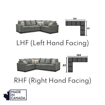 Canadian Made 3 x 2 Sectional | LHF/RHF Configuration | 17 Color Options