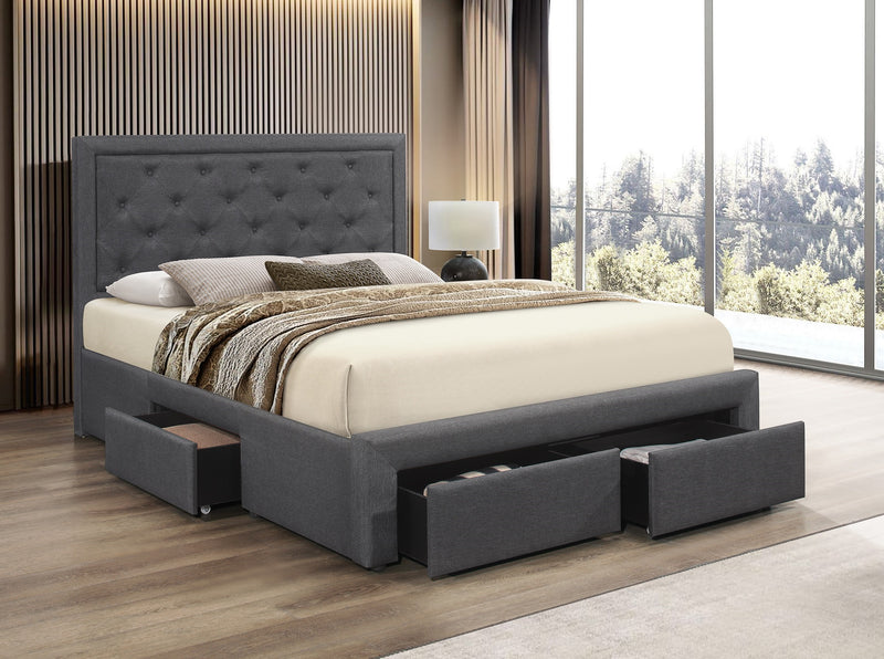 LuxeStore 3-Drawers Tufted Platform Bed