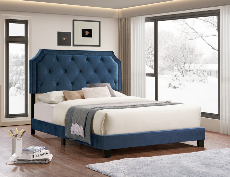 RoyalBlue Elegance Platform Bed (Blue Velvet)