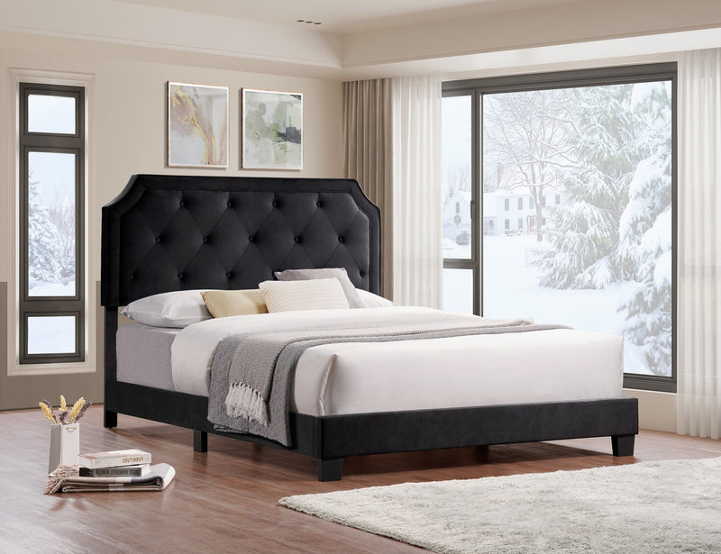 BlackVelvet Elegance Platform Bed (Black)