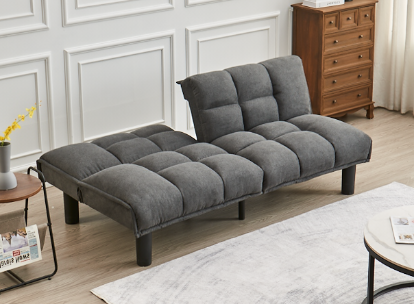 Grey ComfortSplit SofaBed: Memory Foam & Sleek Black Leg Design