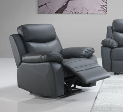 StratusMax 3-Piece Power Recliner Set – Grey Leather with Console & USB Ports