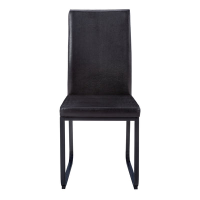 Set of 2 Black Leather Look Upholstered Dining Chairs - Modern Contemporary Style