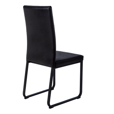 Set of 2 Black Leather Look Upholstered Dining Chairs - Modern Contemporary Style