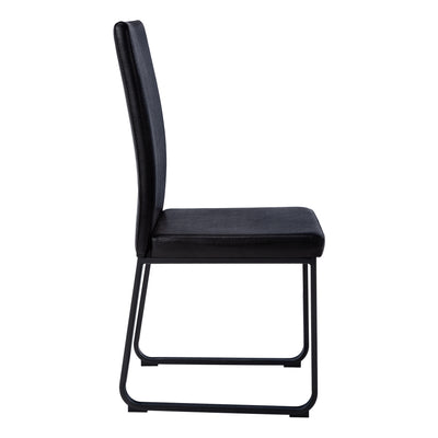 Set of 2 Black Leather Look Upholstered Dining Chairs - Modern Contemporary Style