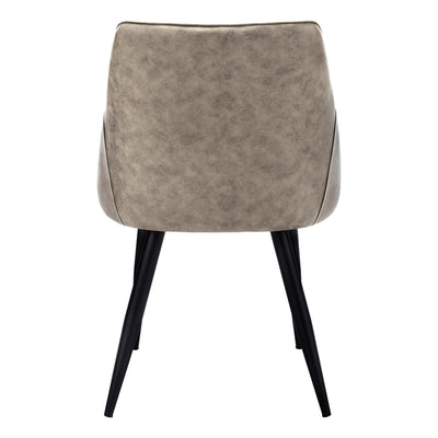 Set of 2 Brown Fabric Upholstered Dining Chairs - Contemporary Black Metal Side Chairs for Kitchen and Dining Room