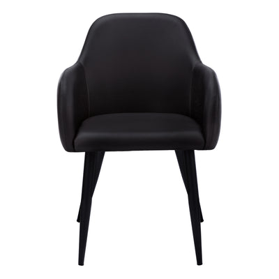 Set of 2 Black Leather Look Upholstered Dining Chairs - Modern Contemporary Style