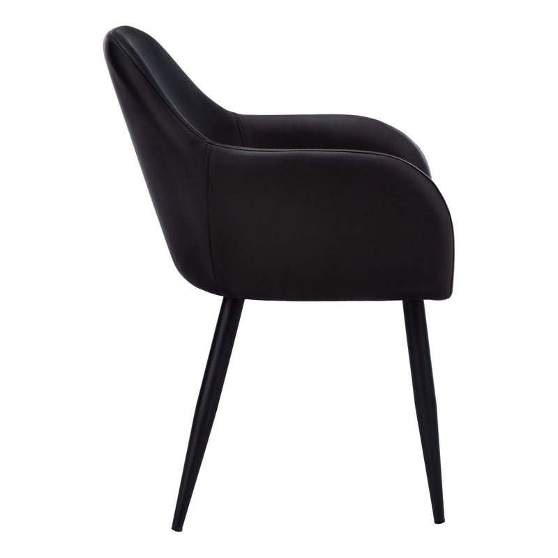 Set of 2 Black Leather Look Upholstered Dining Chairs - Modern Contemporary Style