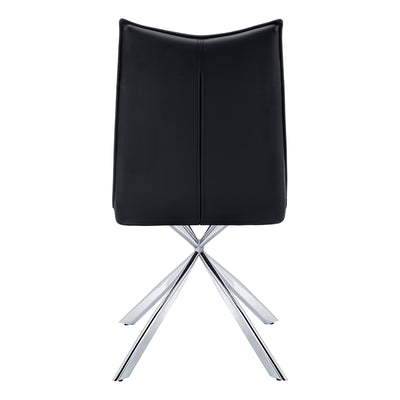 Dining Chair, Set Of 2, Side, Upholstered, Kitchen, Dining Room, Black Leather Look, Chrome Metal, Contemporary, Modern