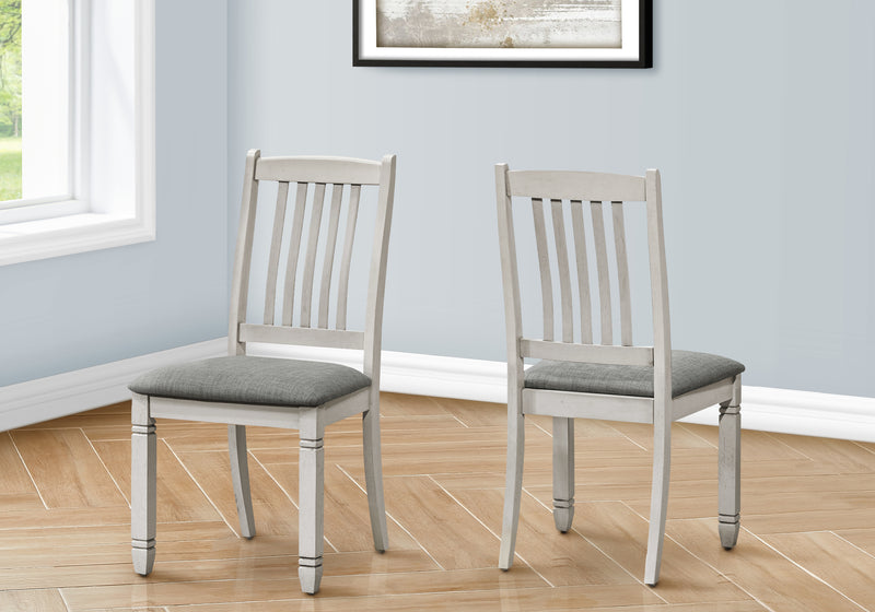 Set of 2 Upholstered Dining Chairs, Antique Grey - Transitional Style