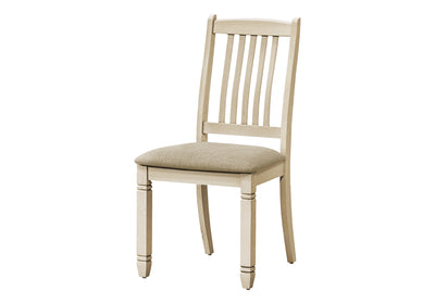 Dining Chair, 38" Height, Set Of 2, Side, Upholstered, Kitchen, Dining Room, Antique White, Beige Linen Look, Transitional