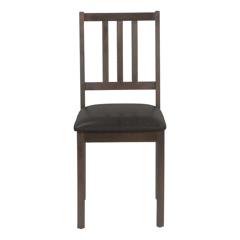 Dining Chair, Set Of 2, Side, Upholstered, Kitchen, Dining Room, Brown Leather Look, Brown Wood Legs, Transitional