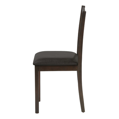 Dining Chair, Set Of 2, Side, Upholstered, Kitchen, Dining Room, Brown Leather Look, Brown Wood Legs, Transitional