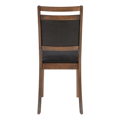 Dining Chair, Set Of 2, Side, Upholstered, Kitchen, Dining Room, Brown Leather Look, Walnut Wood Legs, Transitional