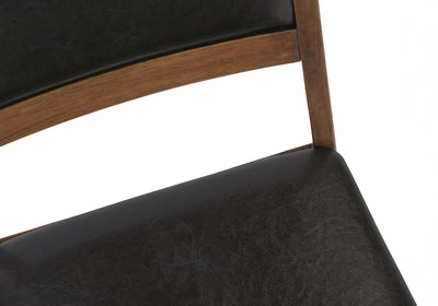 Dining Chair, Set Of 2, Side, Upholstered, Kitchen, Dining Room, Brown Leather Look, Walnut Wood Legs, Transitional