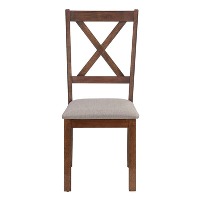 Dining Chair, Set Of 2, Side, Upholstered, Kitchen, Dining Room, Brown Fabric, Walnut Wood Frame, Transitional