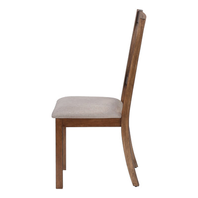 Dining Chair, Set Of 2, Side, Upholstered, Kitchen, Dining Room, Brown Fabric, Walnut Wood Frame, Transitional