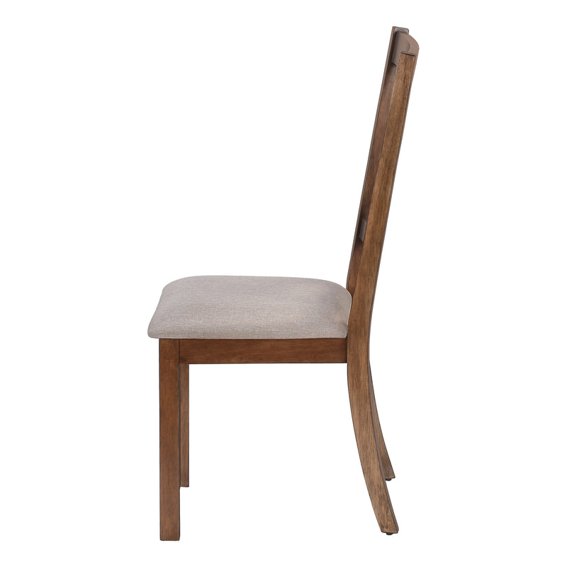 Dining Chair, Set Of 2, Side, Upholstered, Kitchen, Dining Room, Brown Fabric, Walnut Wood Frame, Transitional