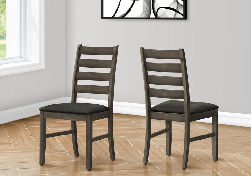 Set of 2 Upholstered Dining Chairs in Antique Grey - Transitional Style