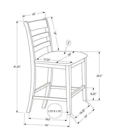 Dining Chair, 44" Height, Counter Height, Dining Room, Kitchen, Set Of 2, Upholstered, Side, Transitional