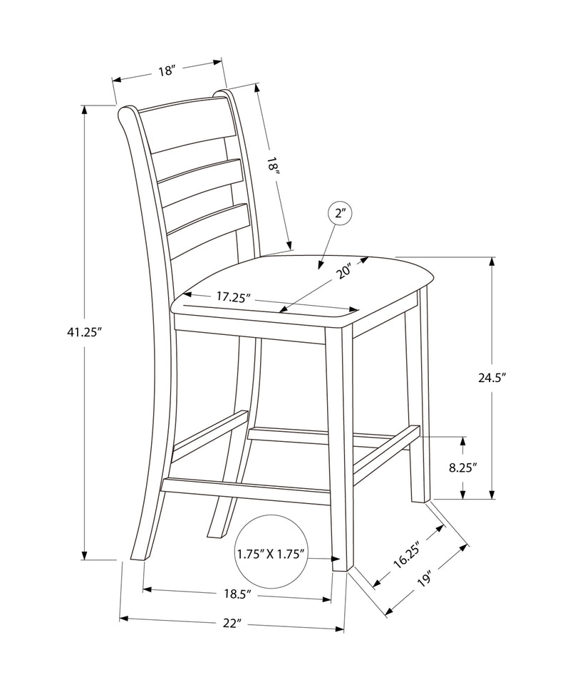 Dining Chair, 44" Height, Counter Height, Dining Room, Kitchen, Set Of 2, Upholstered, Side, Transitional