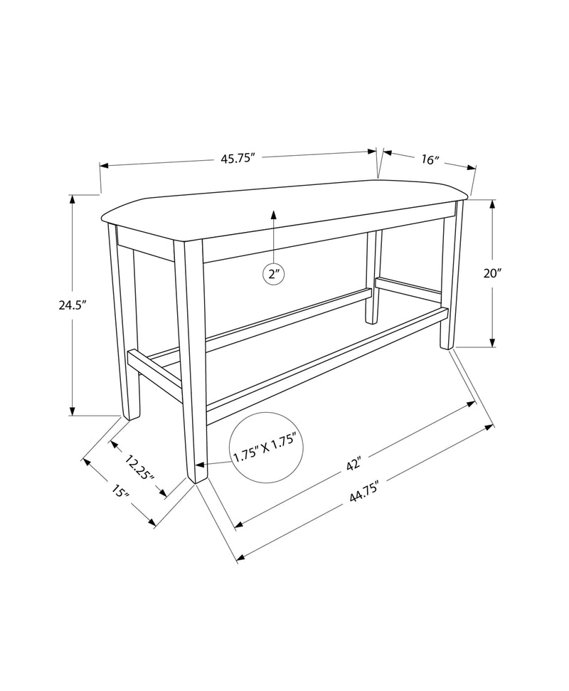 42" Rectangular Upholstered Bench - Transitional Wood Dining Room Kitchen Furniture