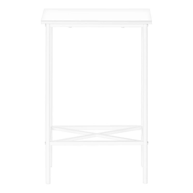 Small White Metal Accent Table 2 Tier - Modern Living Room End Table