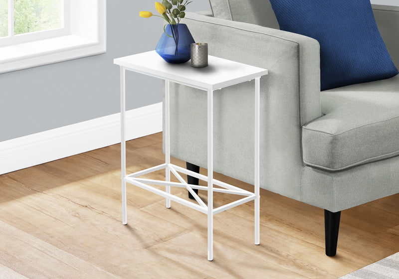 Small White Metal Accent Table 2 Tier - Modern Living Room End Table