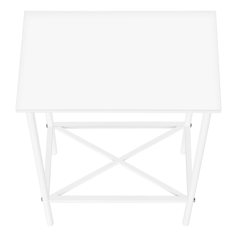 Small White Metal Accent Table 2 Tier - Modern Living Room End Table