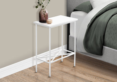 Small White Metal Accent Table 2 Tier - Modern Living Room End Table