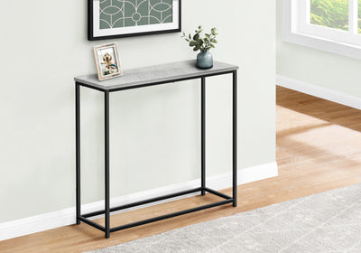 Contemporary Grey Laminate Accent Table with Black Metal Frame