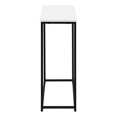 Contemporary White Laminate Accent Table with Black Metal Frame