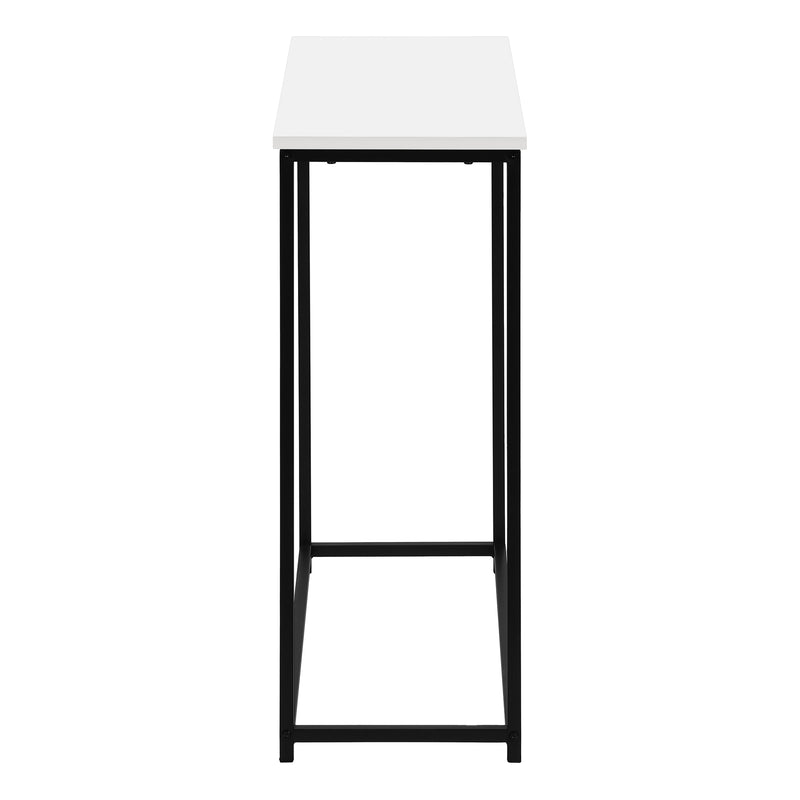 Contemporary White Laminate Accent Table with Black Metal Frame