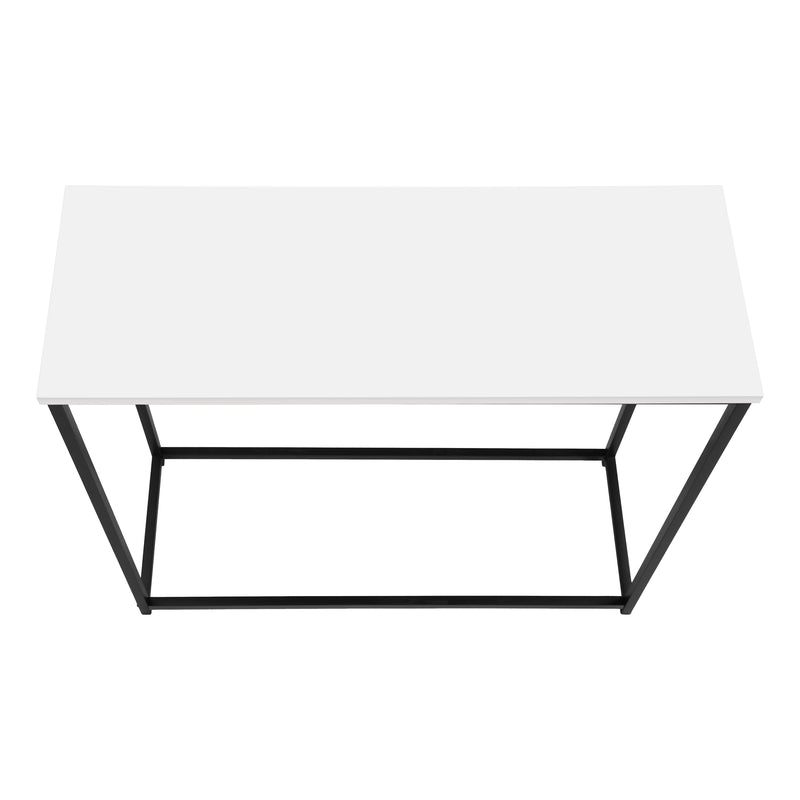 Contemporary White Laminate Accent Table with Black Metal Frame