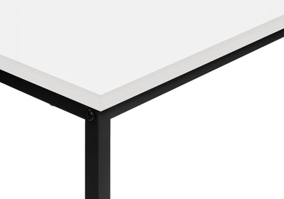 Contemporary White Laminate Accent Table with Black Metal Frame