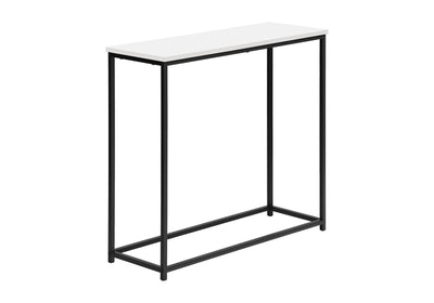 Contemporary White Laminate Accent Table with Black Metal Frame