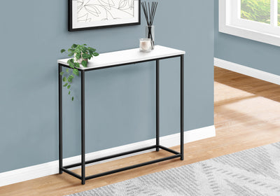 Contemporary White Laminate Accent Table with Black Metal Frame