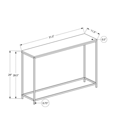 Modern White Marble Look Accent Table with Black Metal Frame - Contemporary Console Table for Living Room or Entryway