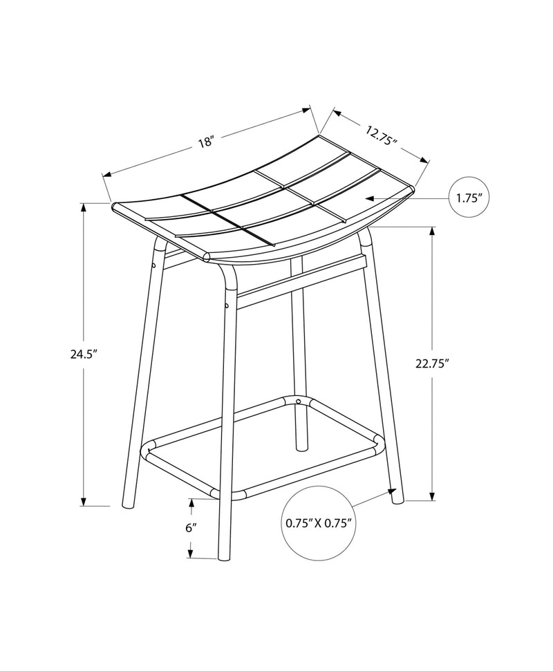 Modern Black Leather Look Barstool Set of 2 - Contemporary Kitchen Counter Height Stools