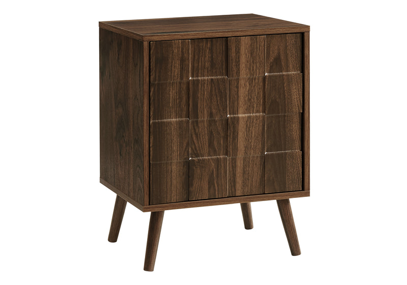 Modern Walnut Laminate Accent Table with Storage - Small End Side Table for Lamp