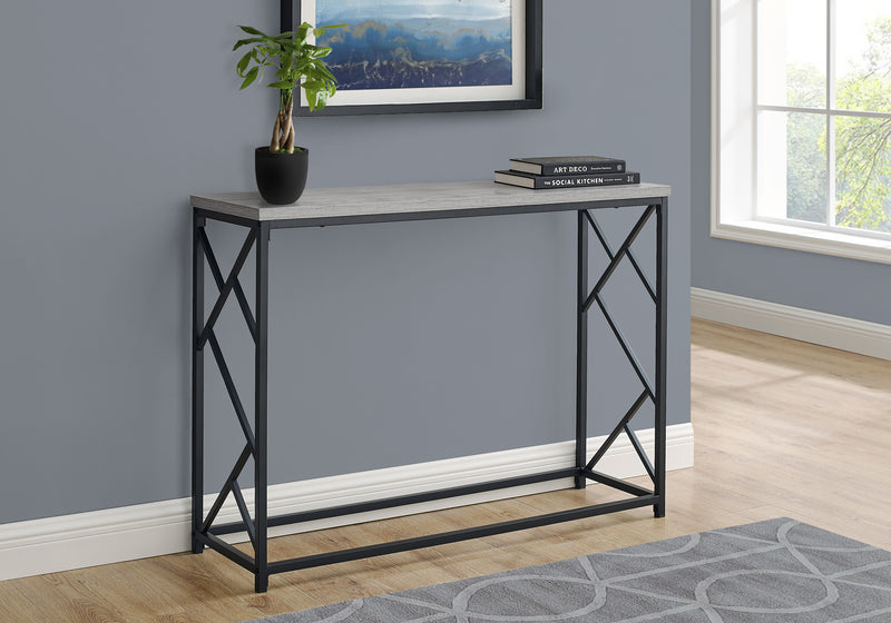 Contemporary Grey Laminate Accent Table with Black Metal Frame